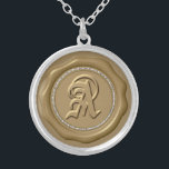 Collar Plateado *~* Monograma de sellado de cera de cebo de diaman<br><div class="desc">Pendente mejorado energéticamenteLa letra "A" PLANTA DE PLACA DE SELLO DE CERDO DE CERDO DE LA CERA ORO. SELLOS DE CERRADURA / PEGATINAS STAMPS - Ideal para un sobre especial, fiestas de celebración de eventos favoritos y más. El diseño es ELEGANTE CLÁSICO y RICO. Los falsos DIAMANTES le dan una...</div>