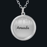 Collar Plateado Monograma Nombre Purpurina de goteo plateado Moda<br><div class="desc">Un collar de nombres de purpurinas de goteo de plata en bonito. Añade su nombre para monografiarlo. Un gran regalo para ella,  o para tu fiesta nupcial.</div>