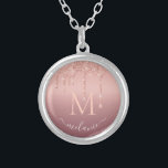 Collar Plateado Monograma Su Nombre Rosa Oro Purpurina Rubor Spark<br><div class="desc">Collares con nombre de monograma Texto Rosa Oro Purpurina Rubor Sparkle Aniversario Personalizado - Regalo Fiesta o Boda / Suministros - Añadir su carta / nombre - Texto o Eliminar - Hacer su regalo de collar especial - Redimensionar y mover o eliminar y agregar texto / elementos con herramienta Personalización....</div>