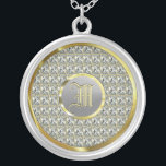 Collar Plateado Monogramo de diamantes falsos, oro y acero<br><div class="desc">Elegante impresión de oro falso y diamantes con personalizado y monograma opcional. No es una imagen metalizado pero impresa de diamantes y acero.</div>