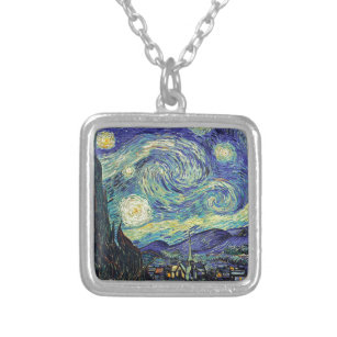 Collar Plateado Noche estrellada de van Gogh