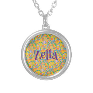 Collar Plateado Nombre femenino de Zella con alegre versión artíst