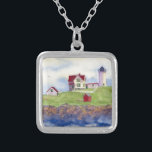 Collar Plateado nubes de verano<br><div class="desc">Nubble Light House York Maine</div>