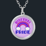 Collar Plateado Orgullo bisexual<br><div class="desc">Regalo de bisexualidad bonito púrpura,  marrón y azul con la bandera bisexual como arco iris.</div>