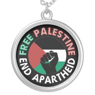 Collar Plateado Palestina Libre termina con bandera del Apartheid 