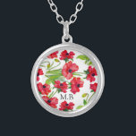 Collar Plateado Paquetes de color rojo de bonito personalizados<br><div class="desc">collares personalizados de adormidera color bonito rojo.</div>