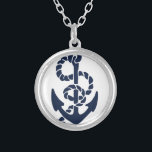 Collar Plateado Patrón de anclaje de la Marina Náutica<br><div class="desc">Patrón de anclaje de la Marina Náutica</div>