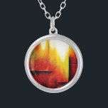 Collar Plateado Pintura abstracta de Hizli<br><div class="desc">Resumen Pintura en rojo,  amarillo y negro de Serdar Hizli</div>