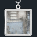 Collar Plateado Pintura gris y azul abstracta<br><div class="desc">Un cuadro gris y azul abstracto de Jennifer Goldberger. Parece un día nublado que podría convertirse en una tormenta. Si te gusta el arte moderno,  entonces esta es la impresión para ti. ¡Recoge uno hoy!</div>