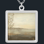 Collar Plateado Pintura moderna de aceite de paisajes de atardecer<br><div class="desc">Una pintura al óleo moderna de un paisaje de Jennifer Goldberger. Las hojas se cuelgan por un lado mientras una hermosa puesta de sol descansa en el horizonte. ¡Una impresión increíble que haría una compra increíble!</div>