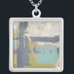 Collar Plateado Pintura moderna de libre expresión<br><div class="desc">Esta moderna pintura de expresión libre fue creada por Megan Meagher. Púrpura,  azul claro y blanco de pincel se tumban sobre un fondo de verde claro. ¡Obtén una copia de esta impresión hoy!</div>