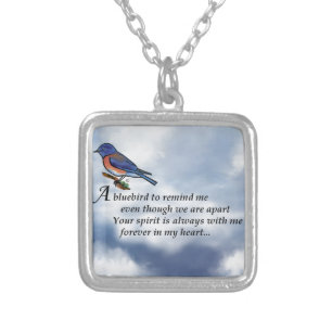 Collar Plateado Poema conmemorativo de Bluebird