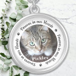 Collar Plateado Por Siempre En Nuestro Corazón, Mascota De Fotogra<br><div class="desc">Honra a tu mejor amiga con un collar de memorias fotográficas personalizados. Este único recuerdo de los mascotas es el regalo perfecto para usted, familia o amigos para rendir homenaje a su ser querido. Esperamos que el collar de fotos conmemorativas de tu perro te traiga paz, alegría y recuerdos felices....</div>