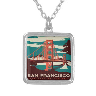 Collar Plateado Puente Golden Gate estilo vintage de San Francisco