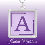 Collar Plateado Púrpura personalizada inicial<br><div class="desc">Collar personalizado/pendiente. Añade tu inicial. Esquema de color: púrpura</div>