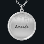 Collar Plateado Purpurina de goteo Silver personalizado<br><div class="desc">Purpurina de goteo Plata collar personalizado,  personalizado,  regalo para ella</div>