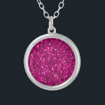 Collar Plateado Purpurina falso de chispas de color rosa caliente<br><div class="desc">El brillante brillante y oscuro chisporroteo a los purpurinas con un glamour brillante en su cara. Usamos fotos de chispas.</div>