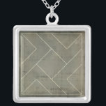 Collar Plateado Resumen del diseño azul con formas geométricas<br><div class="desc">Triángulos,  cuadrados y bloques L. ¡Oh mi! Este patrón fue creado por Vision Studio como un plano geométrico abstracto. ¿Para qué es un proyecto? ¡Compra la pieza y haz que tus amigos discutan!</div>