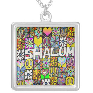 Collar Plateado Retro 60 Psicodélico Shalom LOVE Necklace
