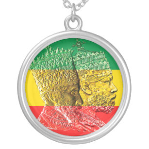 Collar Plateado Rey Menelik Pendant Necklace de Haile Selassie