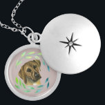 Collar Plateado Ridgeback de Rodesia con una Wreath Watercolor<br><div class="desc">Esta es una pintura acuarela de un perro Ridgeback de Rodesia. Ella tiene una corona verde alrededor de su cara.</div>