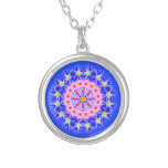 Collar Plateado Setiembre Mes de Nacimiento Flor Zen Azul Mandala<br><div class="desc">Abran la esencia de su mes de nacimiento con mi fascinante mes de nacimiento flor geometría sagrada mandala collar de arte Zen. Mi singular y distintivo diseño de mandala exhibe el astro morado y la gloria matutina rosada, las espléndidas flores que simbolizan el noveno mes del año y ostentan su...</div>