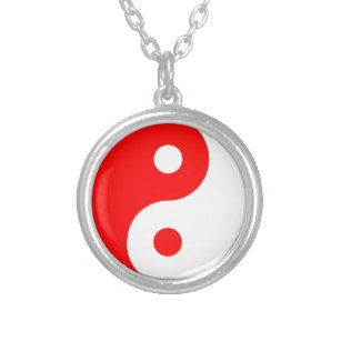 Collar Plateado Símbolo rojo de Yin Yang