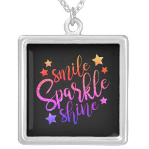 Collar Plateado Smile Sparkle Shine Black Multi-Colour Cita