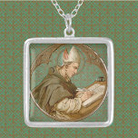 Collar Plateado St. Albert the Great (BK 013)<br><div class="desc">Utilice la opción "Transferir este diseño" a la derecha de esta descripción para crear brazaletes, encantos, clavijas de solapa, copos, barras de corbata y cadenas metalizado premium. ¿Prefiere un fondo de color sólido? Borre la imagen de patrón y vea la postal de la paleta de color para obtener recomendaciones. Crédito...</div>