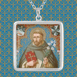 Collar Plateado St. Dominic de Guzman (BK 011)<br><div class="desc">Utilice la opción "Transferir este diseño" a la derecha de esta descripción para crear brazaletes, encantos, clavijas de solapa, copos, barras de corbata y cadenas metalizado premium. Crédito de la imagen (BK 011): Imagen antigua de Santo Domingo de Guzmán de finales del siglo XIX- huella devocional cromolitográfica con acentos dorados...</div>