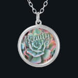 Collar Plateado Suculento guión de belleza fotográfica de Cactus v<br><div class="desc">Siempre he estado fascinado por la durabilidad y belleza del cactus, que prosperan en las condiciones más duras. Admire el esplendor del desierto cada vez que use este impresionante collar fotográfico de un cactus de punta rosa, verde menta y floreciente. Este collar se presenta en pequeños, medianos y grandes tamaños,...</div>