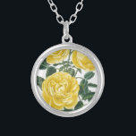 Collar Plateado Tarjeta de Día de la Madre de Rosas Amarillas<br><div class="desc">Impresión vintage del Día de la Madre</div>