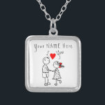 Collar Plateado Te Amo - Pareja Cuta - Texto Personalizado / Nombr<br><div class="desc">Te Amo - Nombre Personalizado / Texto - Regalo De Amor Romántico - Elige tus colores favoritos / Agrega El Nombre De Tu Amor !</div>