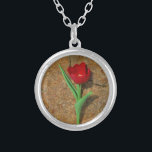 Collar Plateado tulipán amarillo y rojo<br><div class="desc">Tulipán rojo y amarillo primavera,  roca marrón en el lago Arrowhead. Foto de Sandy Closs. Pascua,  flores,  flores rojas,  primavera,  valentina,  valentinas,  boda,  bodas,  San Valentín</div>