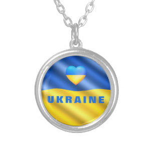 Collar Plateado Ucrania - Paz - Bandera ucraniana - Apoyar la libe