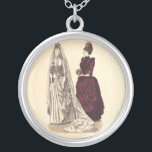 Collar Plateado vestido boda victoriano<br><div class="desc">Para cualquiera que esté pensando en un boda victoriano, esta es una hermosa imagen de un Libro de Damas de Godey de 1886, que mostraba ilustraciones de ropa de señoras de alta moda. Esta imagen anticuada muestra el vestido boda y el vestido de la dama de honor que cada victoriana...</div>