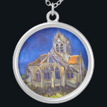 Collar Plateado Vincent van Gogh - La Iglesia de Auvers<br><div class="desc">Iglesia de Auvers / l'Eglise à Auvers-sur-oise por Vincent Van Gogh en 1890</div>