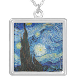 Collar Plateado Vincent Van Gogh Starry Night Vintage Bella Artes