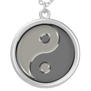 Collar Plateado Yin Yang en 2 sombras de gris