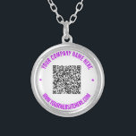 Collar Plateado Your QR Code Scan Info and Custom Text Necklace<br><div class="desc">Custom Colors and Font - Your QR Code or Logo / Photo Name Website or Custom Text Promotional Business or Personal Modern Stamp Design Necklace / Gift - Add Your QR Code - Image - Logo or Photo / Name - Company / Website or other Information / text - Resize...</div>