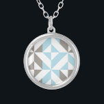 Collar Plateado ZigZag geométrico azul y plata<br><div class="desc">Patrón de alambre geométrico,  abstracto y a la moda en gris azul y plateado.</div>