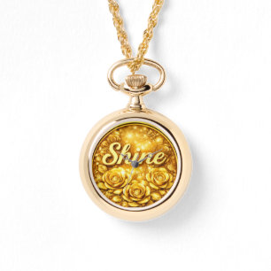 Collar reloj de flores personalizado en oro