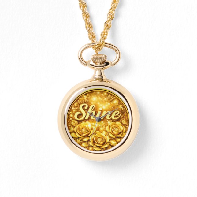 Collar reloj de flores personalizado en oro (Anverso)
