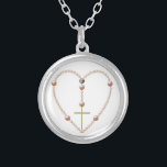 Collar Rosary en forma de corazón "Perlas"<br><div class="desc">El corazón de las "Perlas" le dio forma al collar de Rosario. No hay perlas reales en este collar. Siéntase libre de cambiar el color del fondo a través de las excelentes herramientas de personalización de Zazzle.</div>