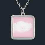 Collar suave de la plaza del peón blanco suave<br><div class="desc">Piedra blanca con fondo rosa claro sobre collar cuadrado personalizado. Perfecto para el boda como regalo para la dama de honor o el día de la madre o como pequeños regalos perfectos, prueba de un gesto delicado y amable. Tarjeta de saludo, postal, pegatina y más... No olvides toda la colección....</div>