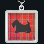 Collar territorial escocés<br><div class="desc">Un perro de terror escocés con fondo de manta roja le da un estilo de collar retro. Los diseños son de arte original.</div>