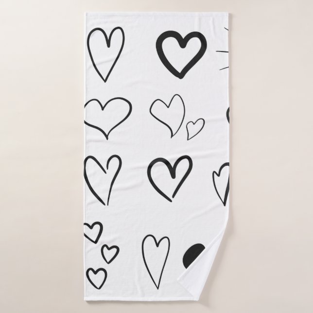 Collection of hand drawn hearts isolated on white  (Toalla de baño)