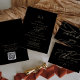 Invitación Todo En Uno Caligrafía romántica de oro | Boda de monograma ne (Romantic Black and Gold Calligraphy Wedding Collection by Fresh & Yummy Paperie.)