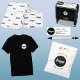 Logotipo simple y camiseta comercial con texto (Your logo here business supplies, packaging and promotional products)