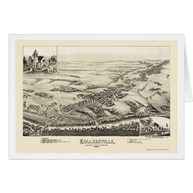 Collegeville, mapa panorámico del PA - 1894 (Anverso (Horizontal))